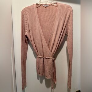 Reformation Blaire Ribbed Wrapped Cardigan Blush Knit Sweater Size Medium